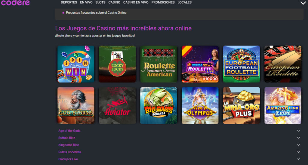 Codere Casino Juegos