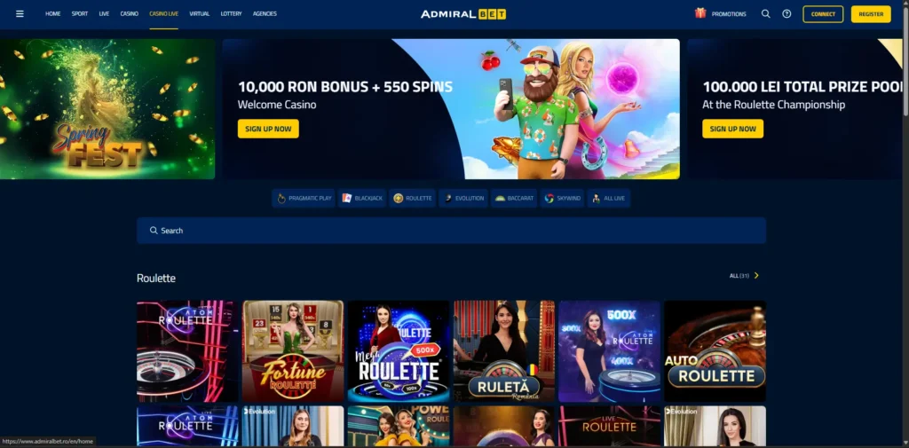 admiral bet casino en vivo