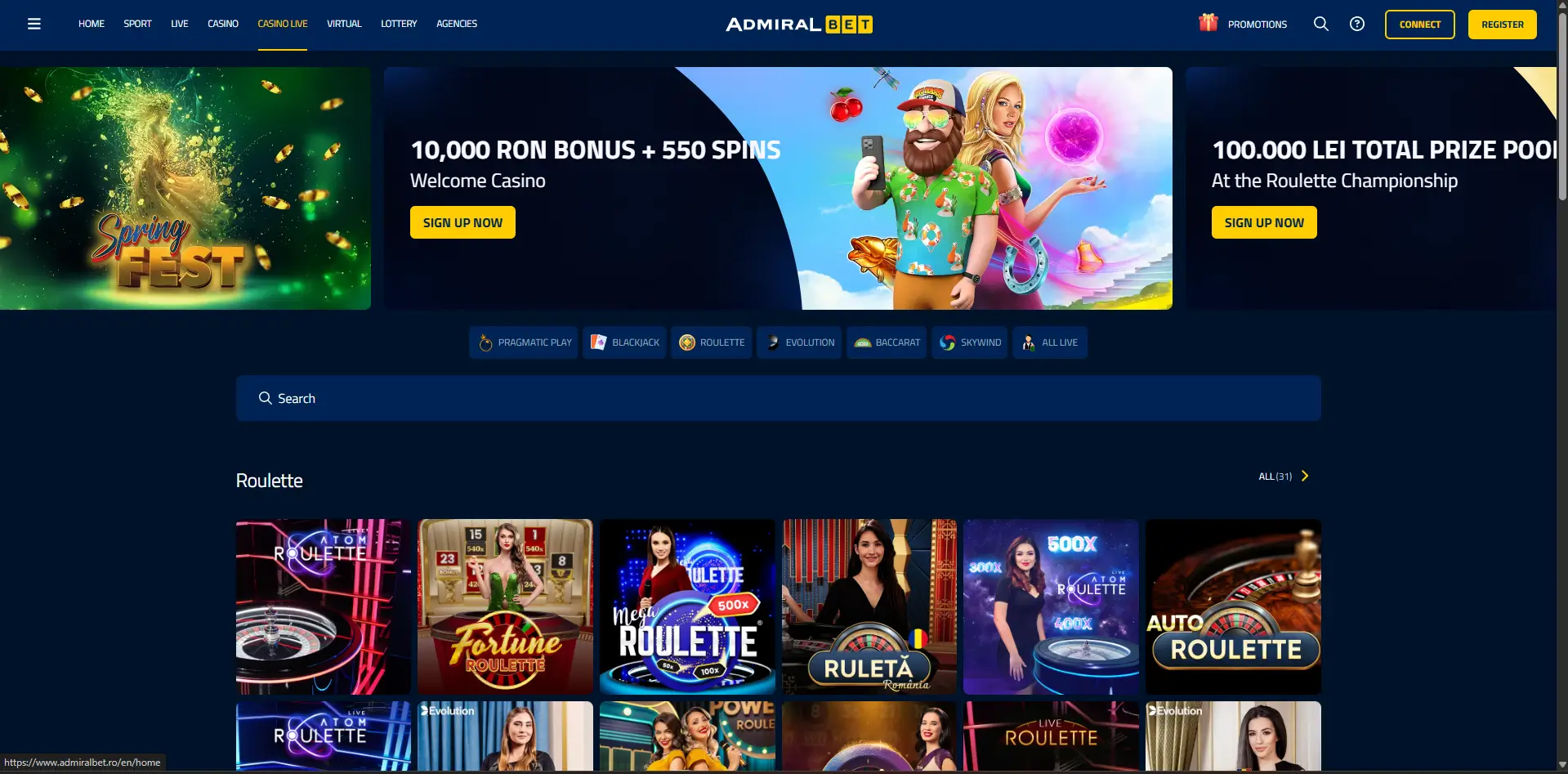 admiral bet casino en vivo
