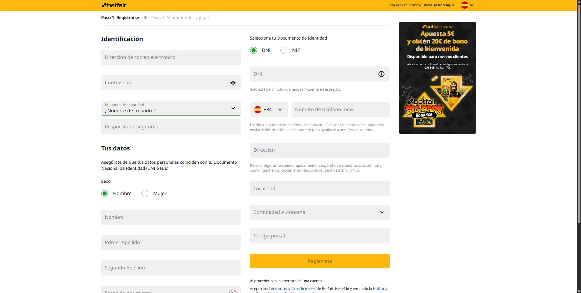 betfair registro
