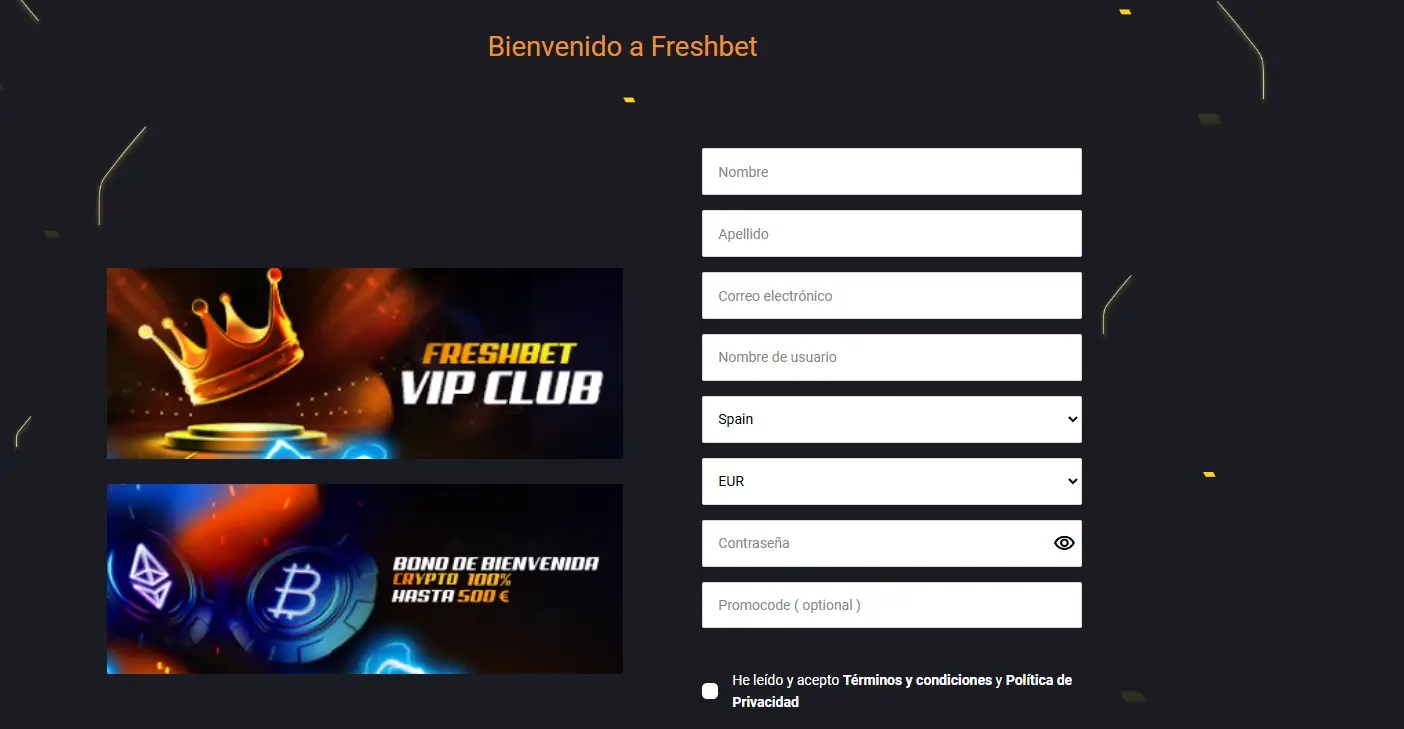 freshbet register